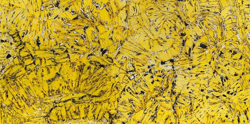 [Yellow90x45ART+3] YELLOW Acrylic and Burnt Paper ART+3